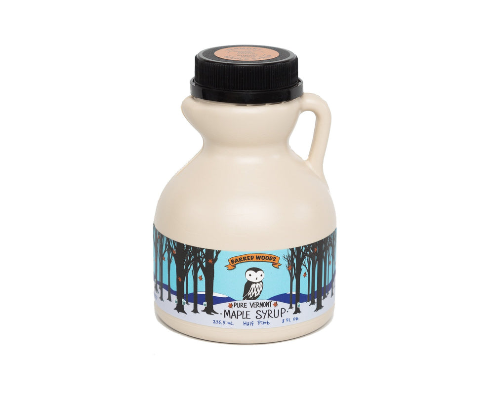 Pure Vermont Maple Syrup - 1/2 Pint Jug  - 8 ounces - Barred Woods Maple