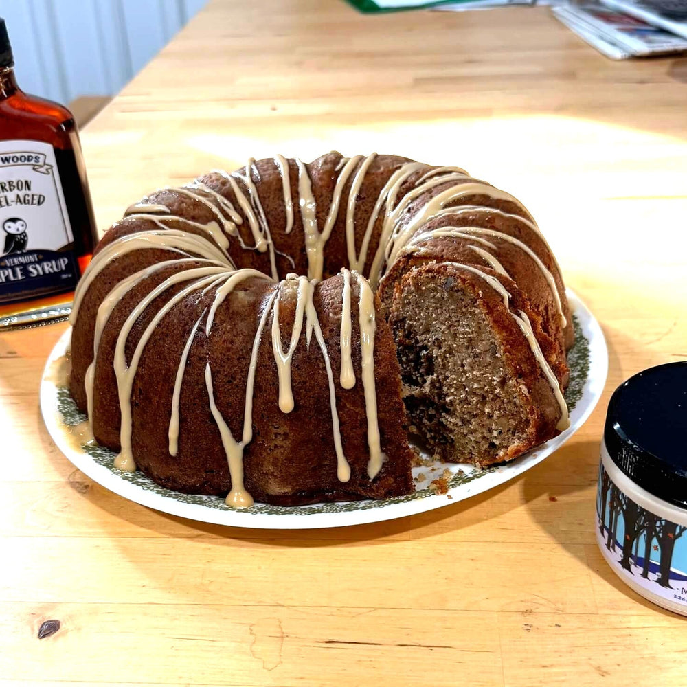 Maple Bourbon Bundt Cake with Bourbon Maple Syrup and Maple Cream 