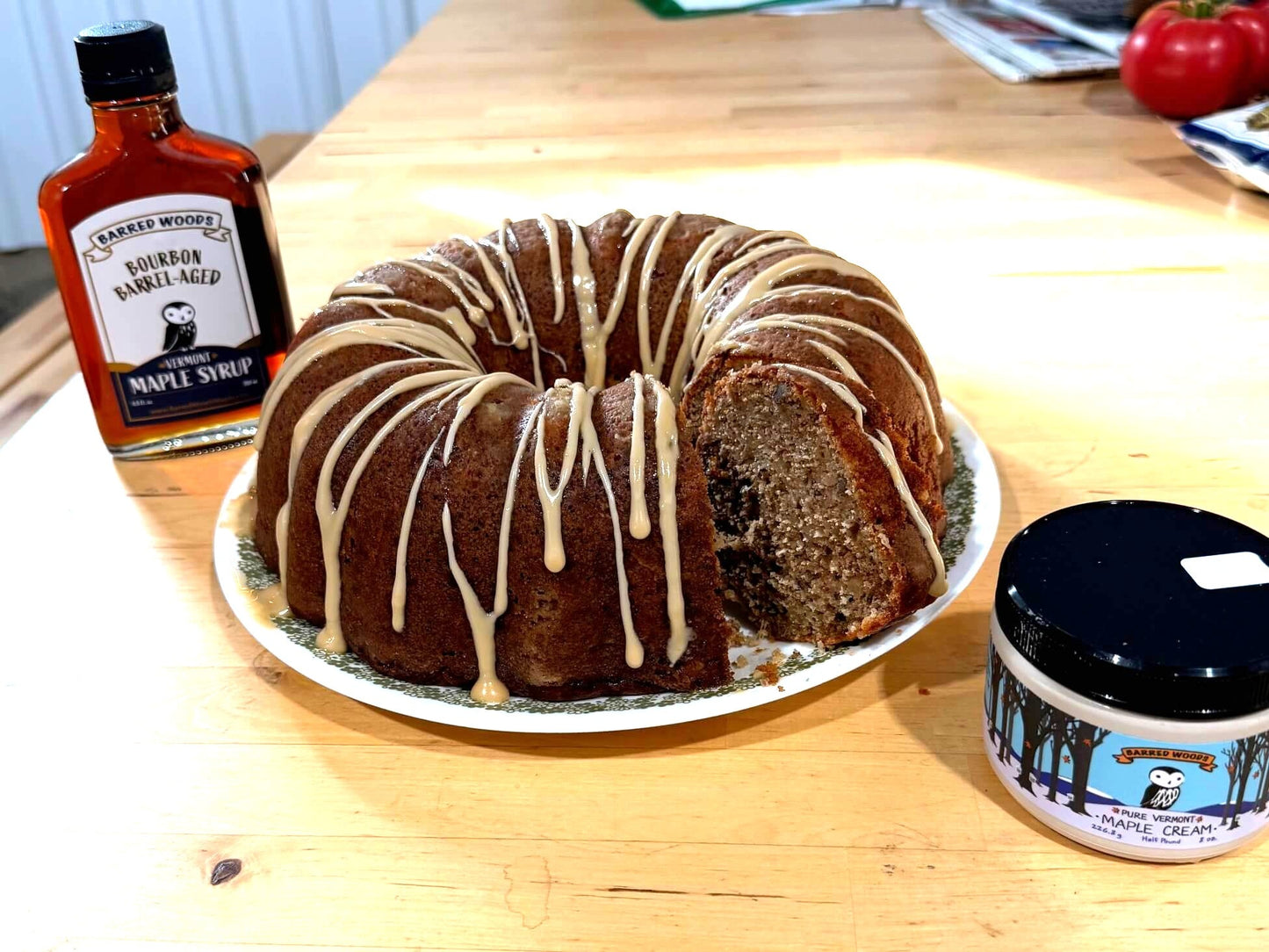 Maple Bourbon Bundt Cake with Bourbon Maple Syrup and Maple Cream 