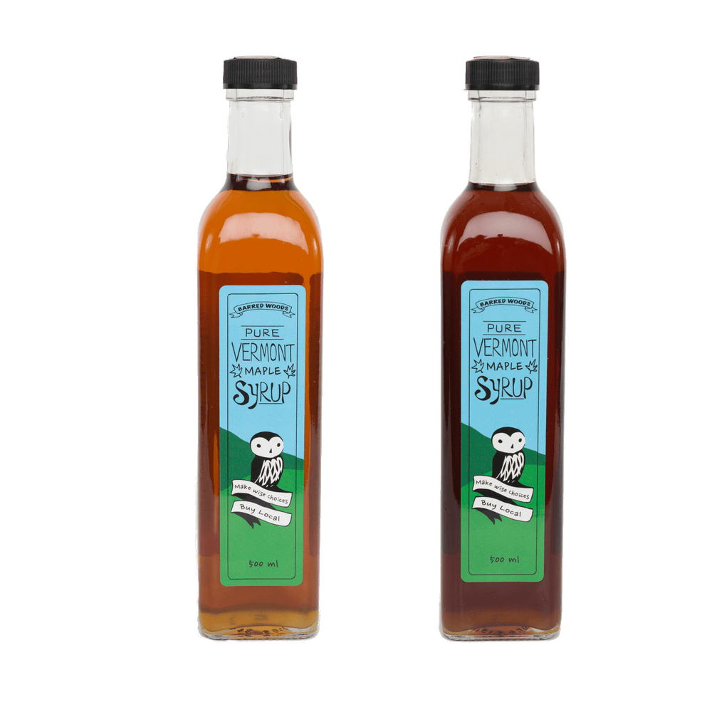 Glass Bottles of Maple Syrup. Maple Syrup in Bottles