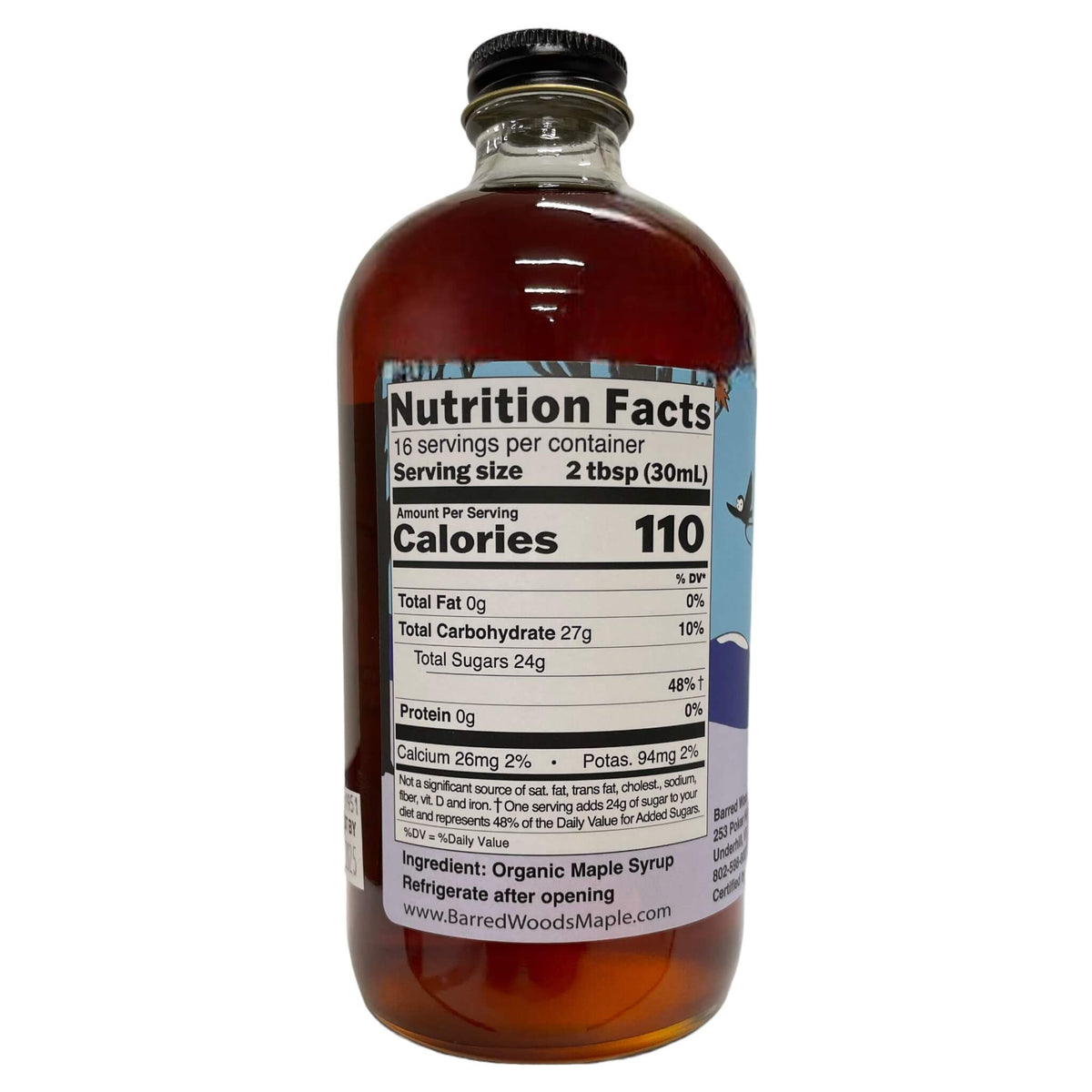 bottle of organic maple syrup