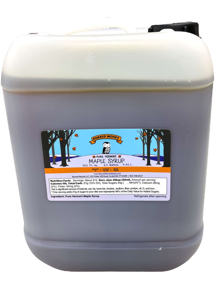 wholesale maple syrup.  2.5 Galloin Container of bulk maple syrup