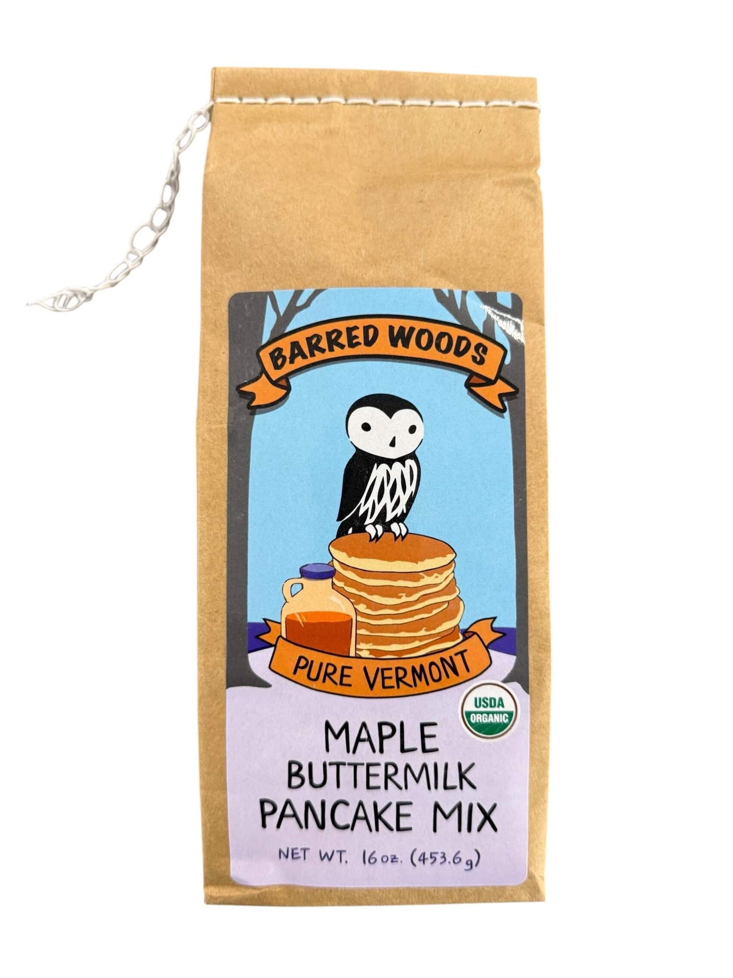 Bag of Barred Woods Organic Maple Buttermilk Pancake Mix. 