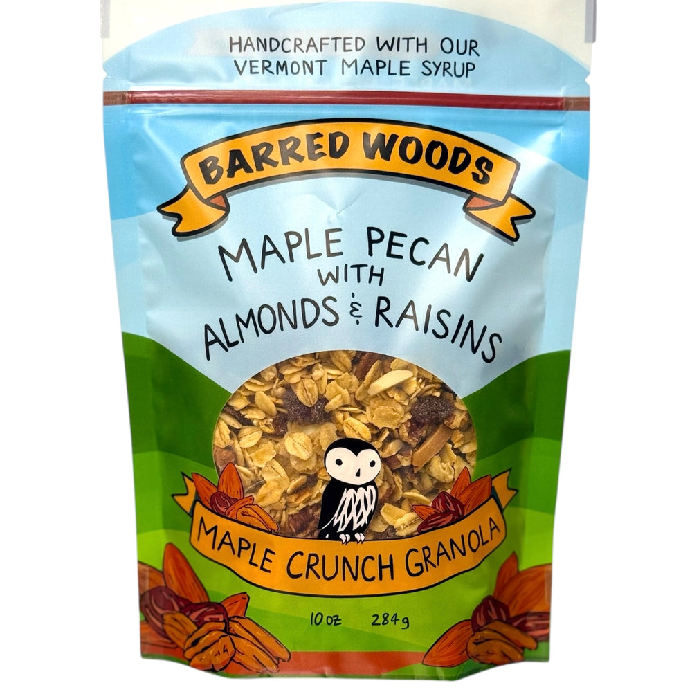 maple granola made with organic oats and sweetened only with our maple sugar and maple syrup. Available individually or in granola gift box