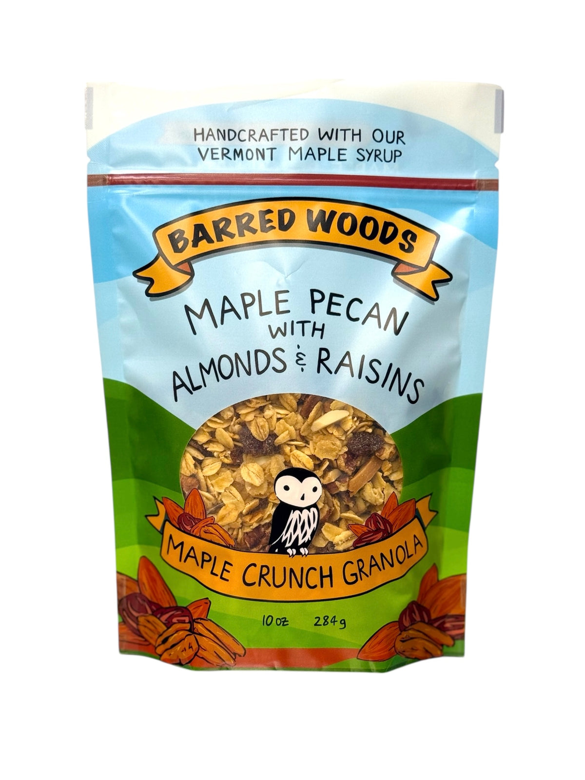 maple granola made with organic oats and sweetened only with our maple sugar and maple syrup. Available individually or in granola gift box