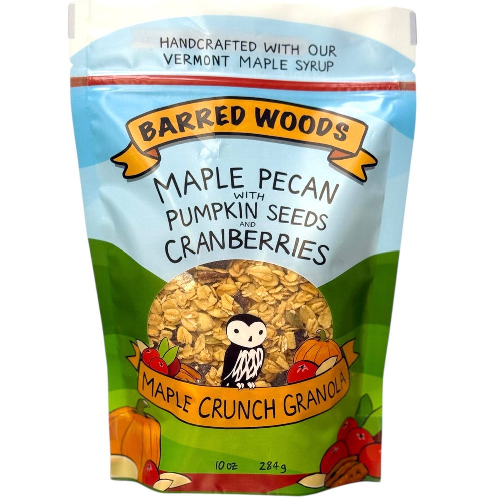 A 10oz bag of Vermont granola, pumpkin seed and cranberry.  Handcrafted granola with homemade taste.