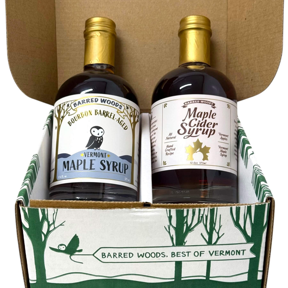 
                  
                    A maple syrup gift box containing two bottles of premium maple syrup. A great Vermont gift!
                  
                