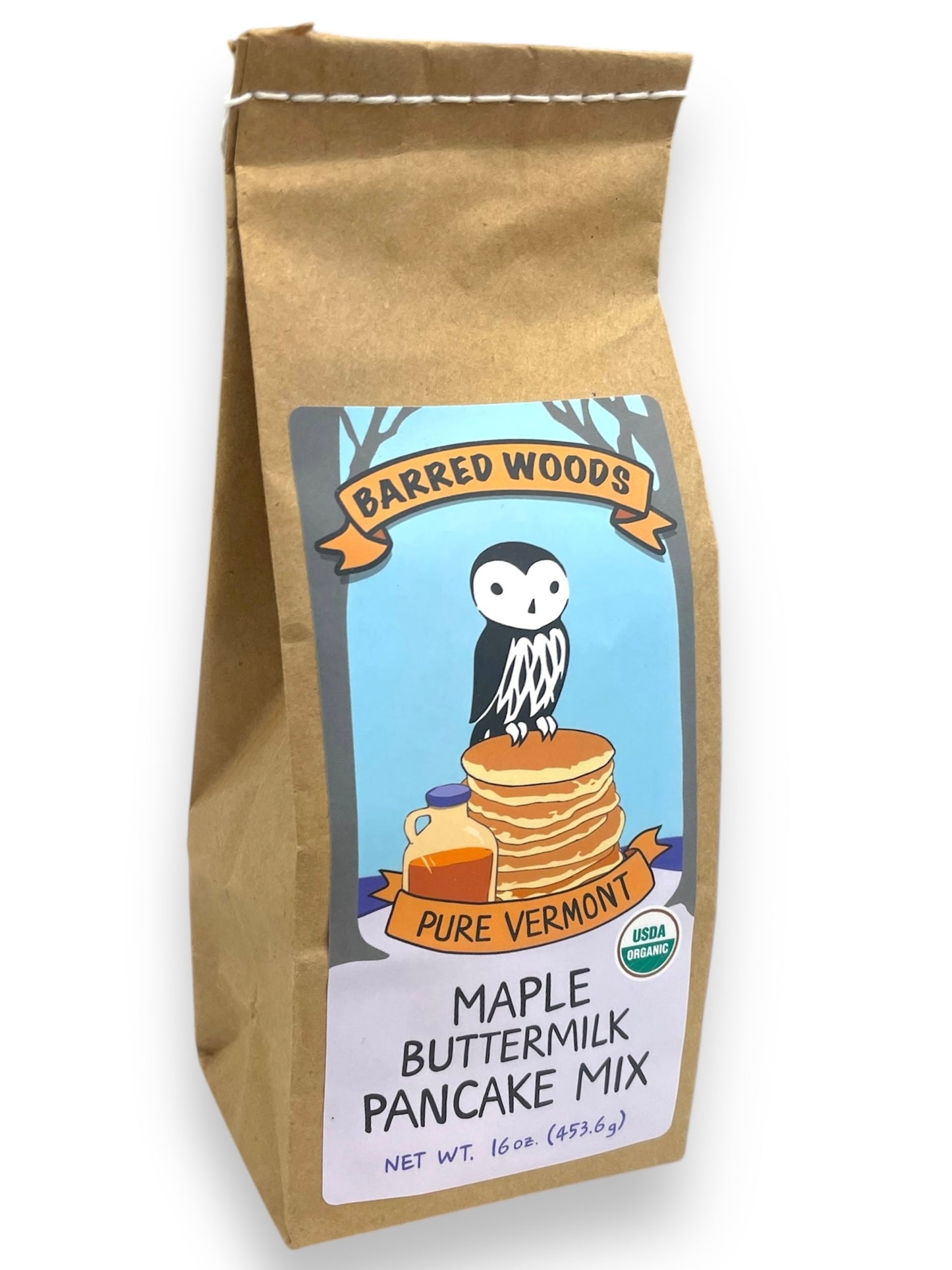 A one pound bag of Organic Maple Buttermilk Pancake Mix for Sale Online.