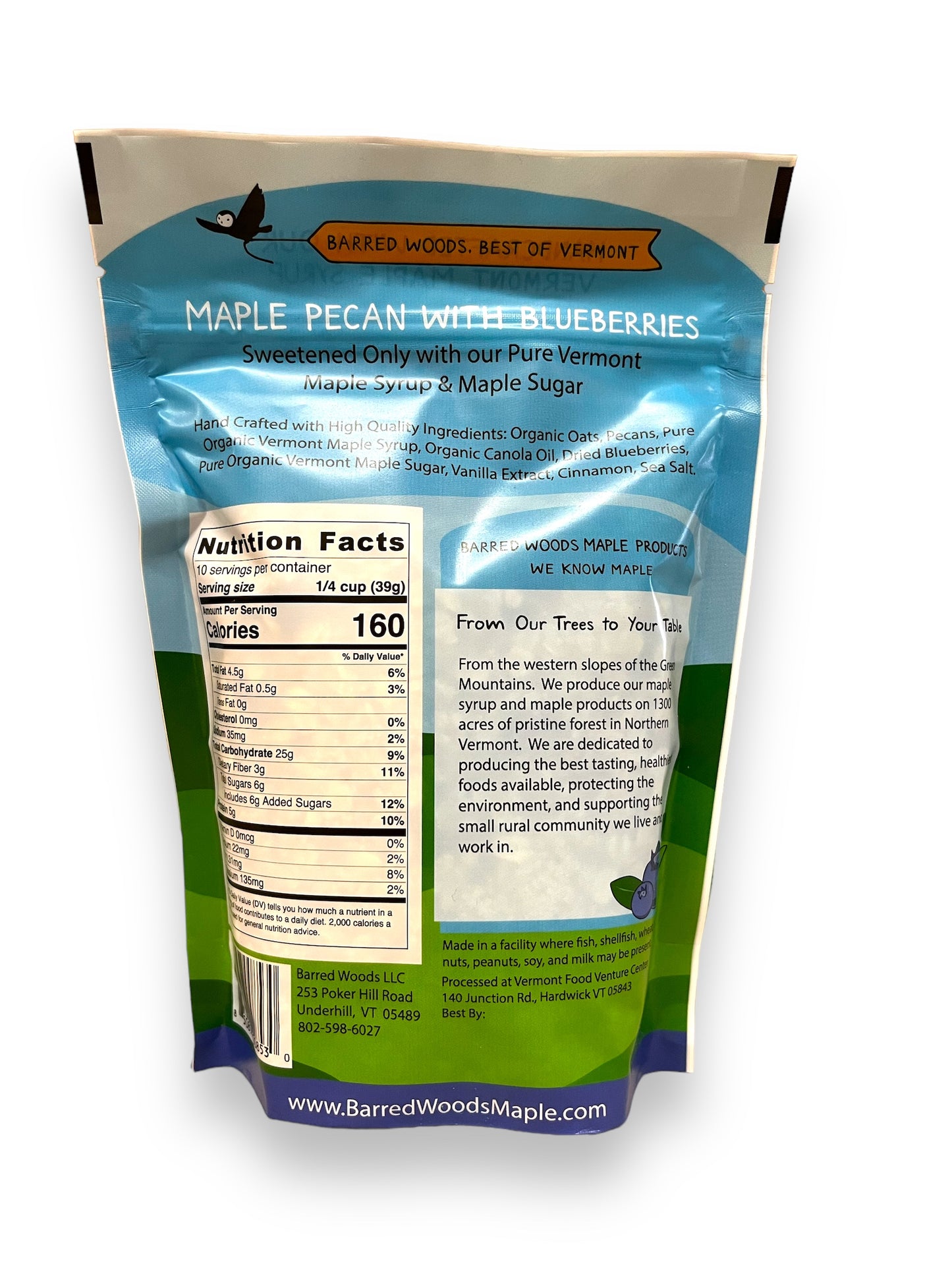 Pure Vermont maple syrup used in our granola.