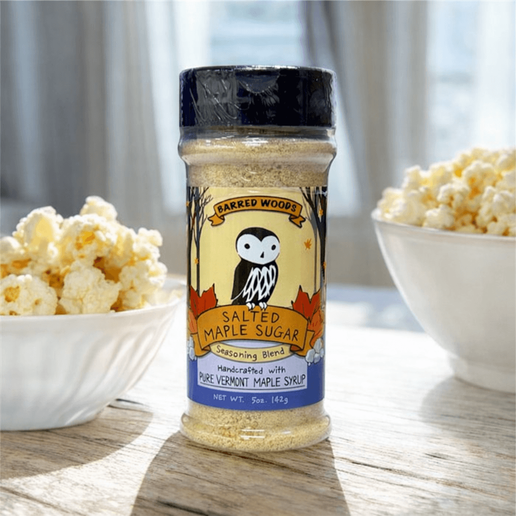 A bowl of popcorn with a perfect topping - maple sugar salt. 