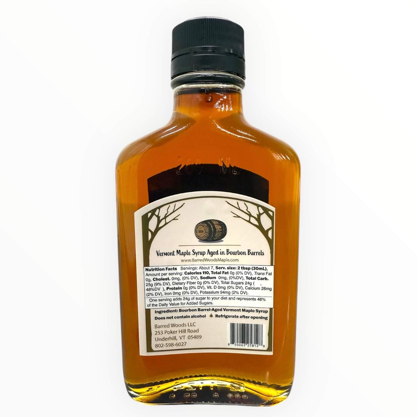 Ingredient lait for our Bourbon Aged Maple Syrup