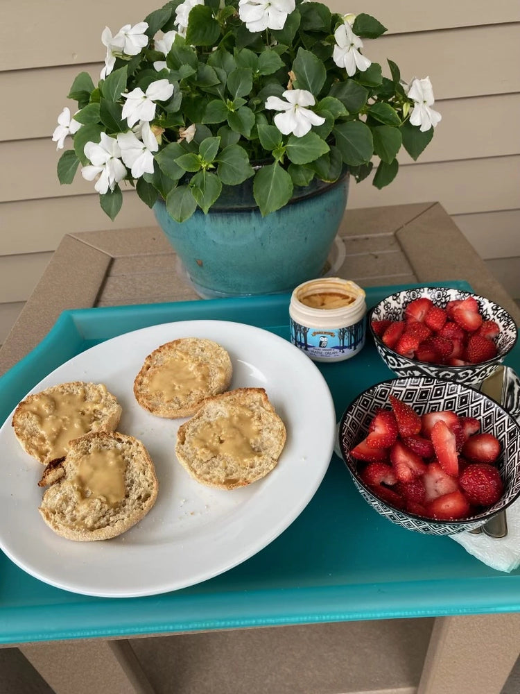
                  
                    Maple cream spread on an English muffin.  Delicious!
                  
                