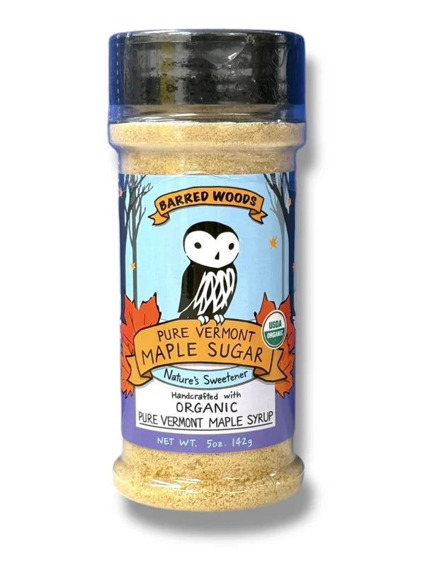 Jar of Barred Woods Pure Vermont Maple Sugar.