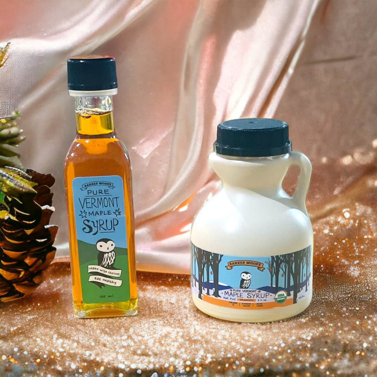 maple syrup wedding favors. maple syrup in small glass bottles