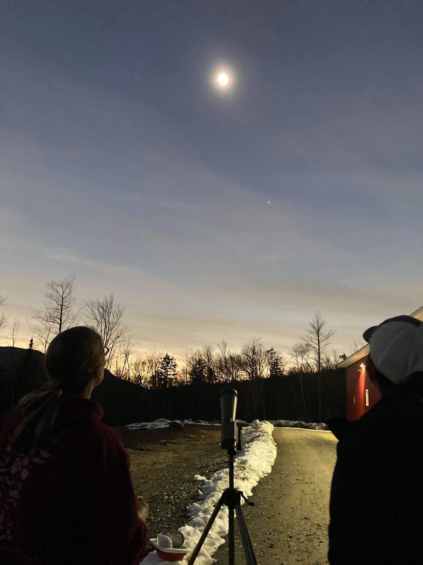 Vermont sugarhouse during the  eclipse.  Pure maple syrup available at this sugarhouse or online for sale.