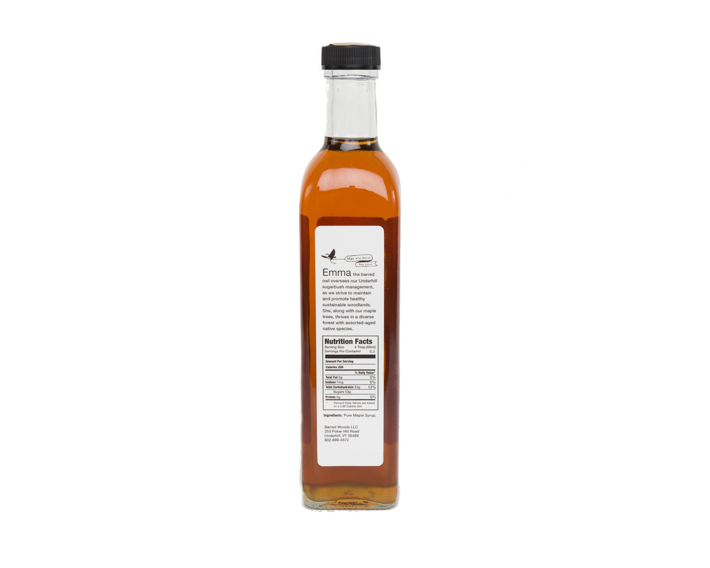 pure vermont maple syrup nutrition label