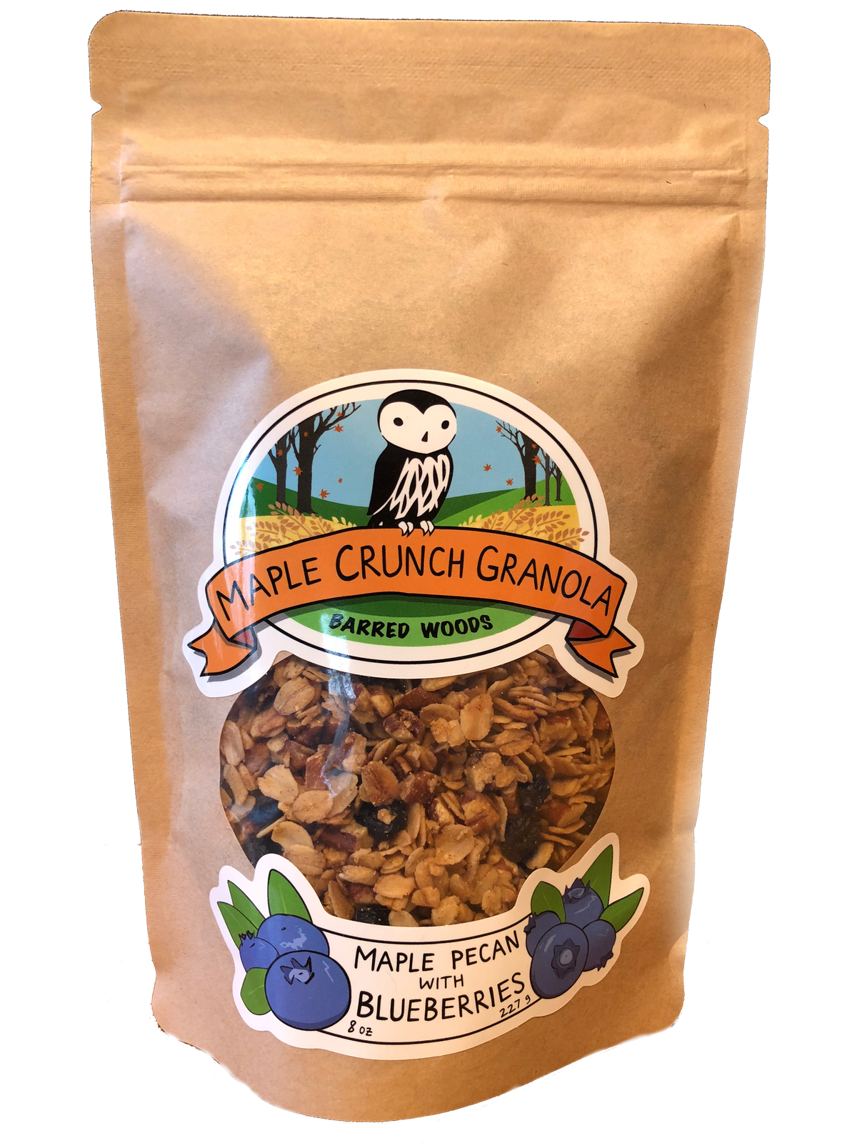 maple crunch granola with blueberries